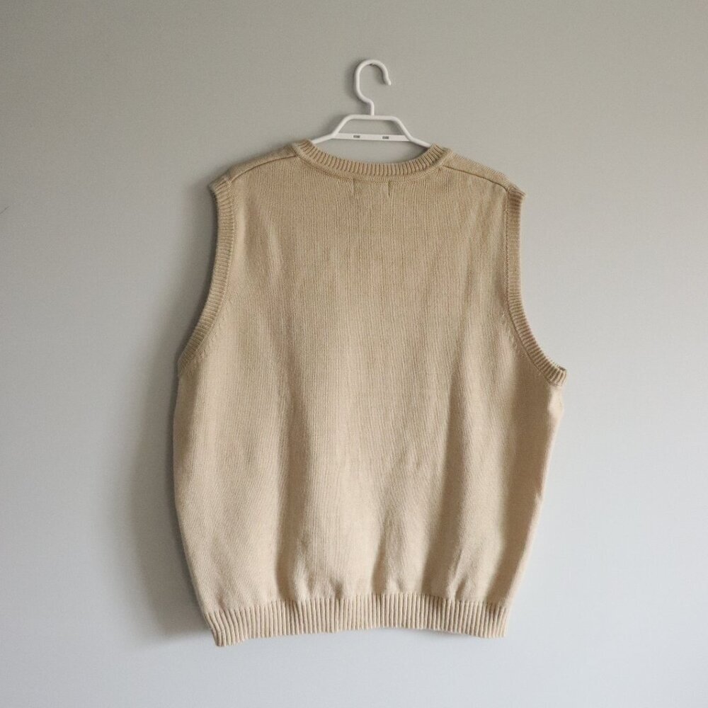 Arnold Palmer Men's Sz XL Tan‎ Sleeveless V-Neck Knit Ribbed Sweater Vest - Picture 2 of 9